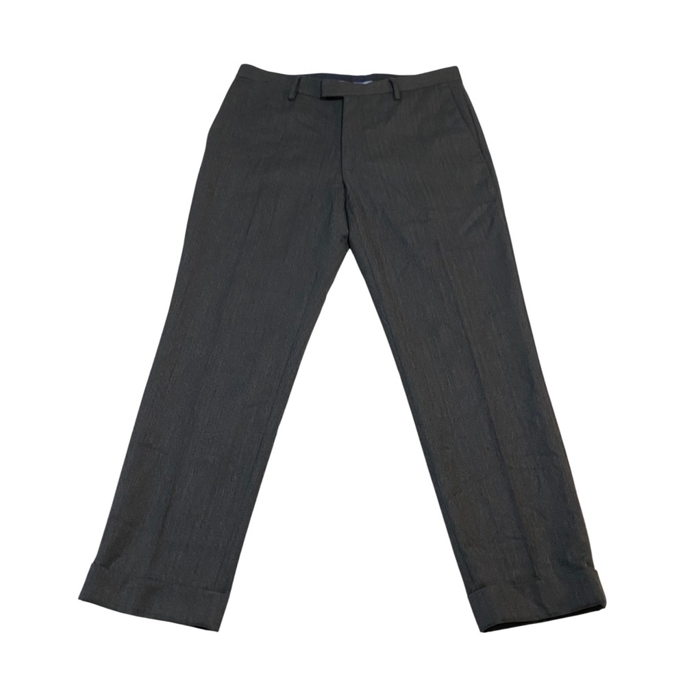 Banana Republic Mens 33x30(28?) Modern Slim Fit Wool Herringbone Pants Charcoal